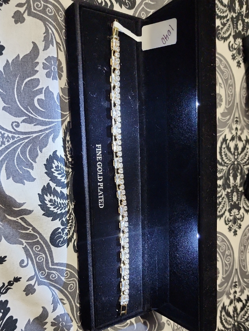 Gold-Plated Crystal Tennis Bracelet- 7"